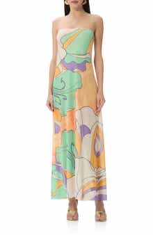 Alfie Floral Print Strapless Dress