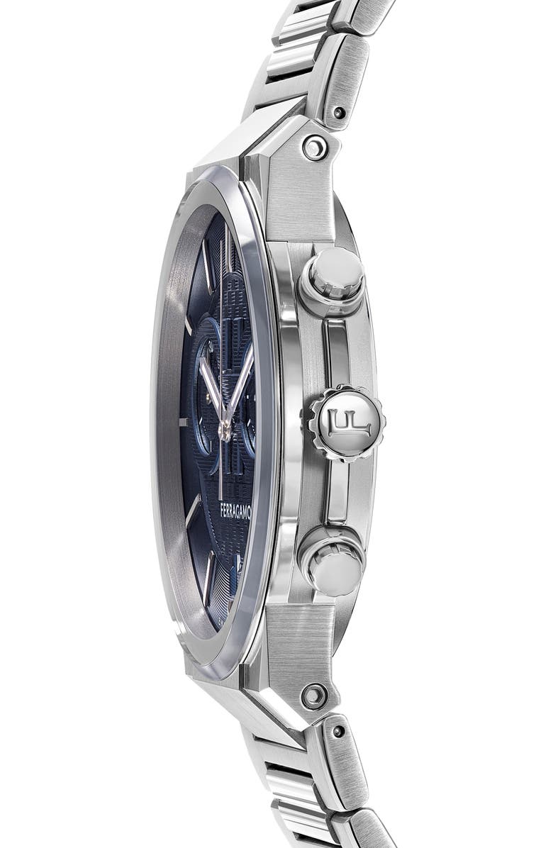FERRAGAMO Sapphire Chronograph Bracelet Watch, 41mm, Alternate, color, Stainless Steel