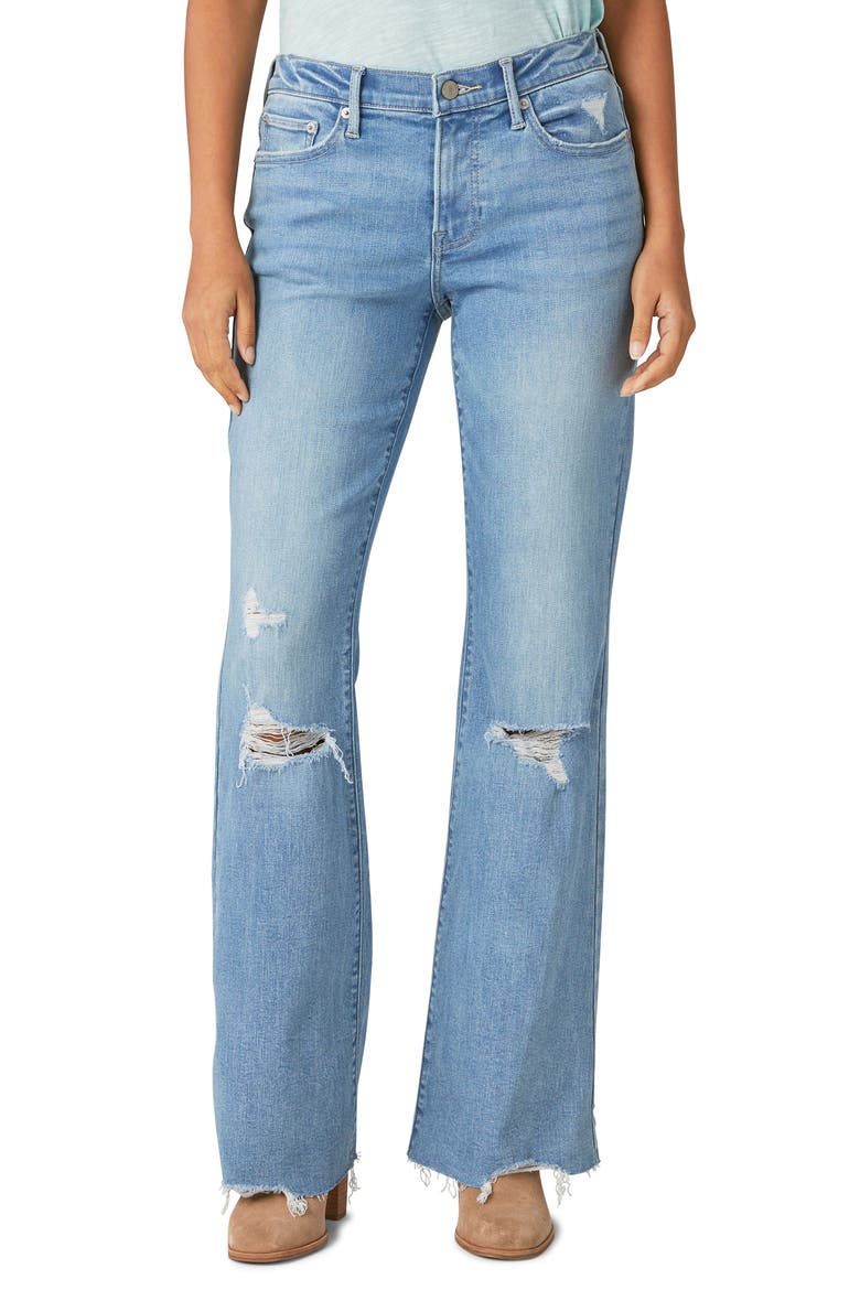 Sweet Distressed Raw Hem Flare Jeans, Main, color, CAPSIZE DEST