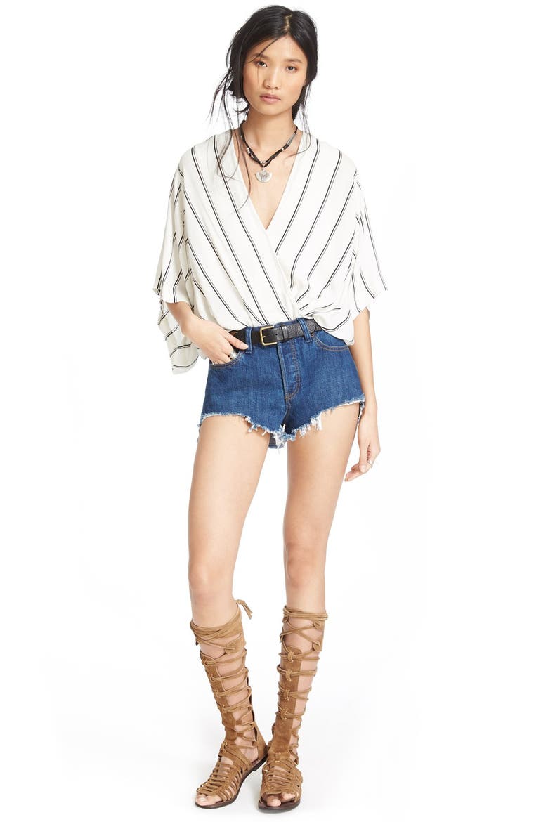 'Sleepy Time' Stripe Kimono Sleeve Top, Alternate, color, PEARL COMBO