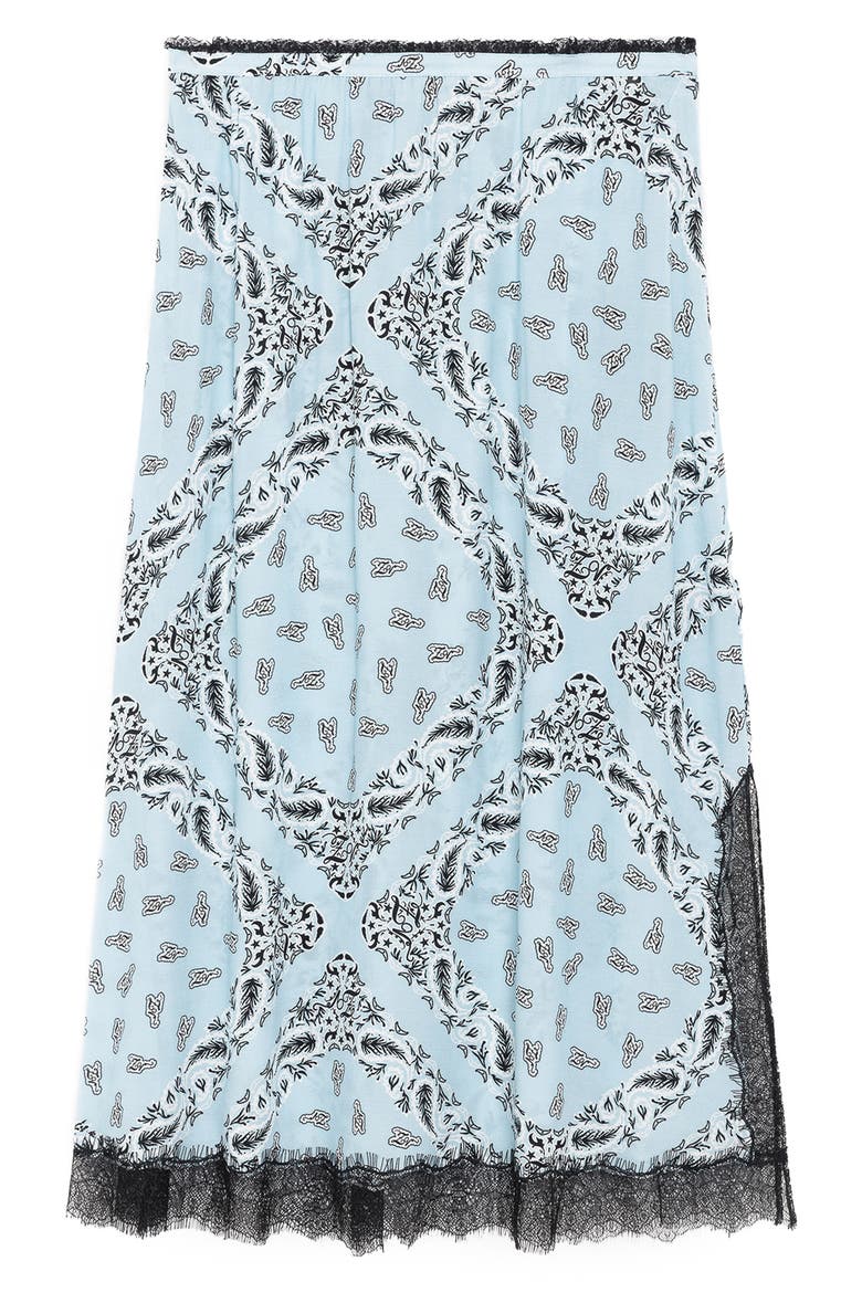 Jarvis Bandana Lace Trim Midi Skirt, Alternate, color, BLEU OXFORD