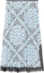 Zadig & Voltaire Jarvis Bandana Lace Trim Midi Skirt