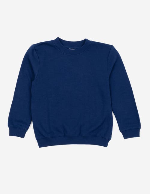 Leveret Kids Pullover Sweatshirt, Long Sleeve, Solid Colors In Blue
