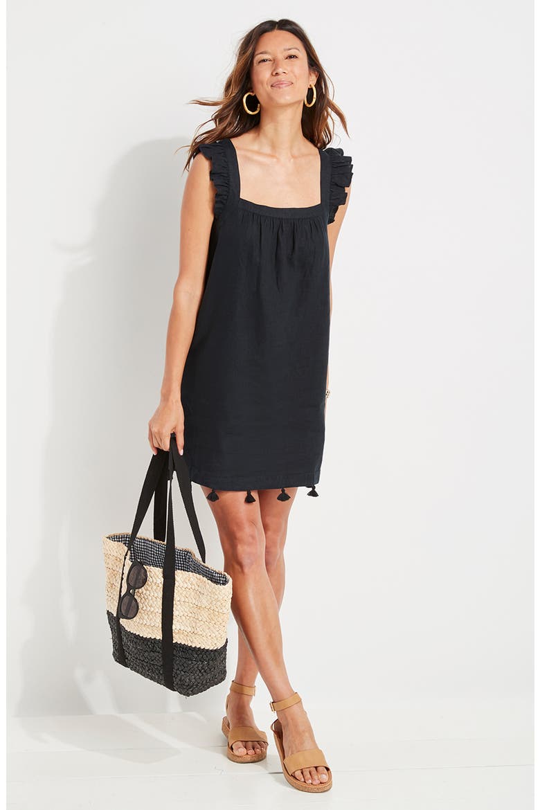 Ruffle Sleeve Cover-Up Dress, Alternate, color, JET BLACK