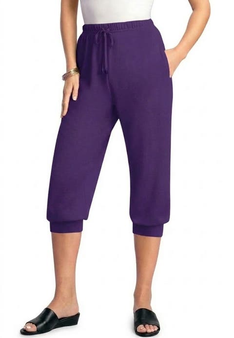 Plus Size Soft Knit Capri Pant With Drawstring Waist