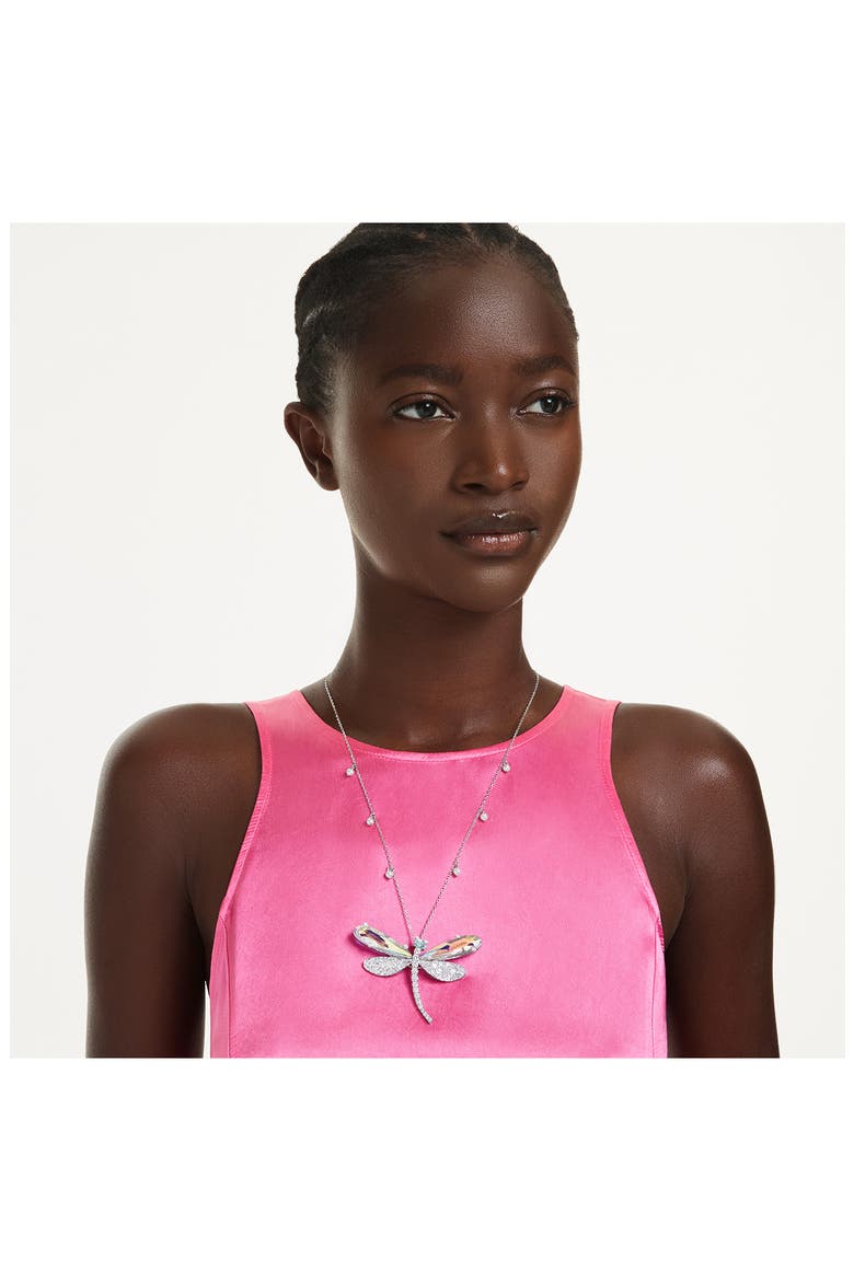 x Ariana Grande Capsule Dragonfly Faux Pearl Necklace, Alternate, color, SILVER/ MULTI