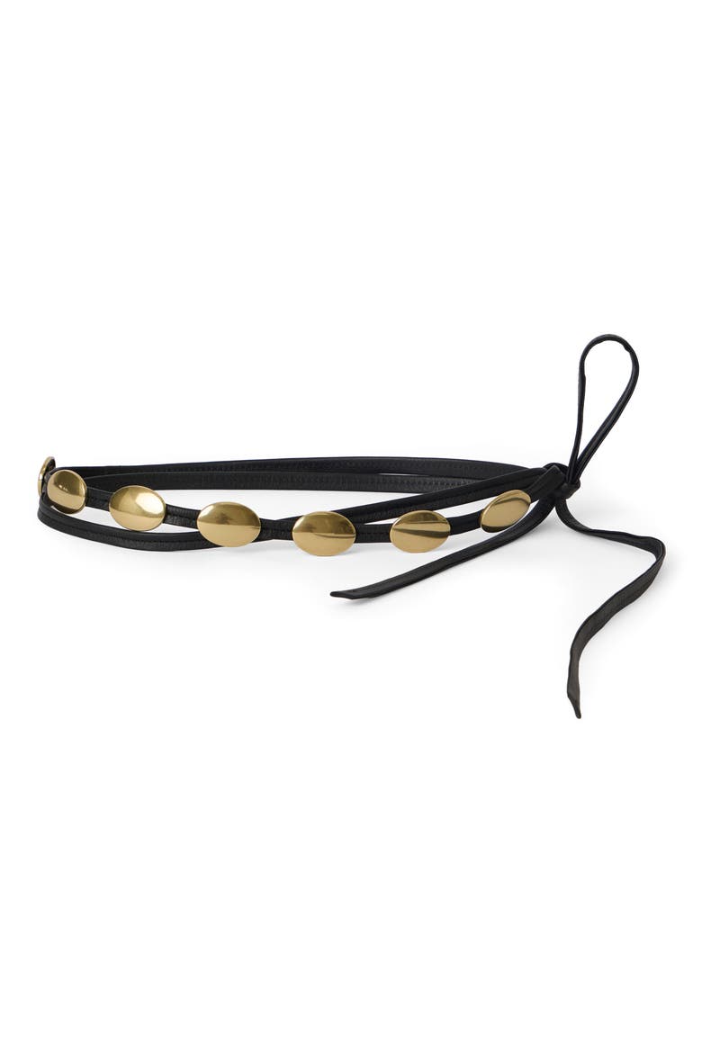 Myra Leather Wrap Belt, Main, color, BLACK BRASS