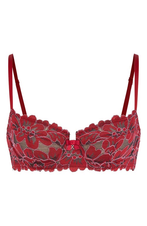 Savage X Fenty Floral Corded Lace Underwire Balconette Bra In Red