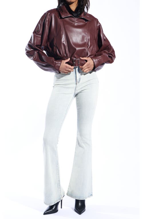 Azalea Wang Faux Leather Moto Jacket In Burgundy