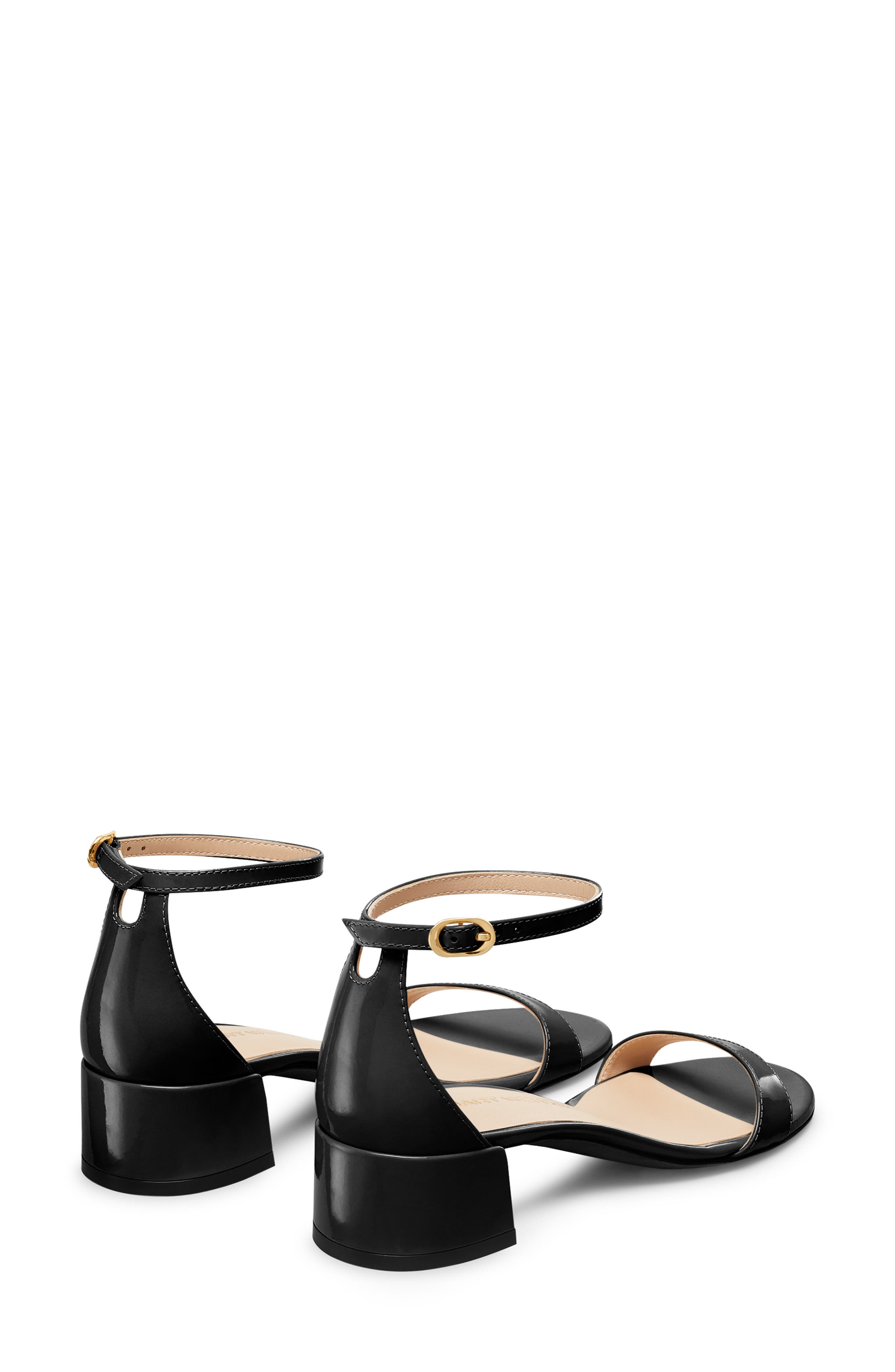 Stuart Weitzman Nudist Block 35 Ankle Strap Sandal, Alternate, color, Black