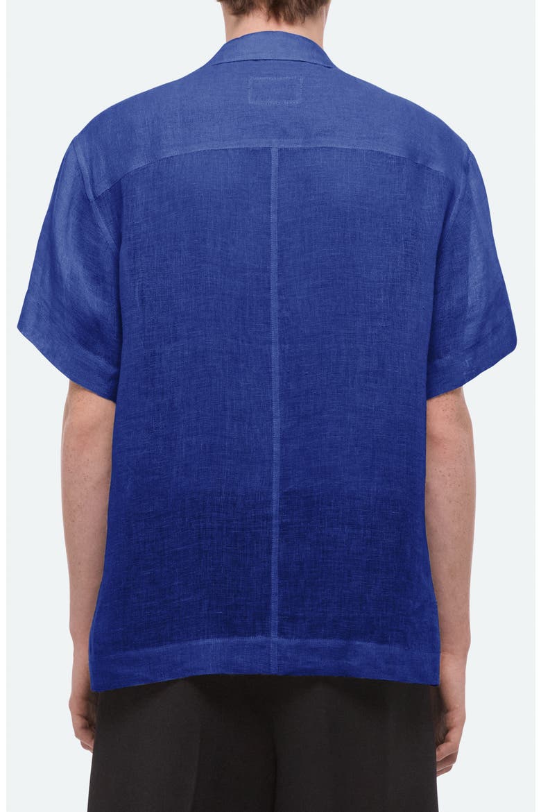 Relaxed Linen Camp Shirt, Alternate, color, COBALT