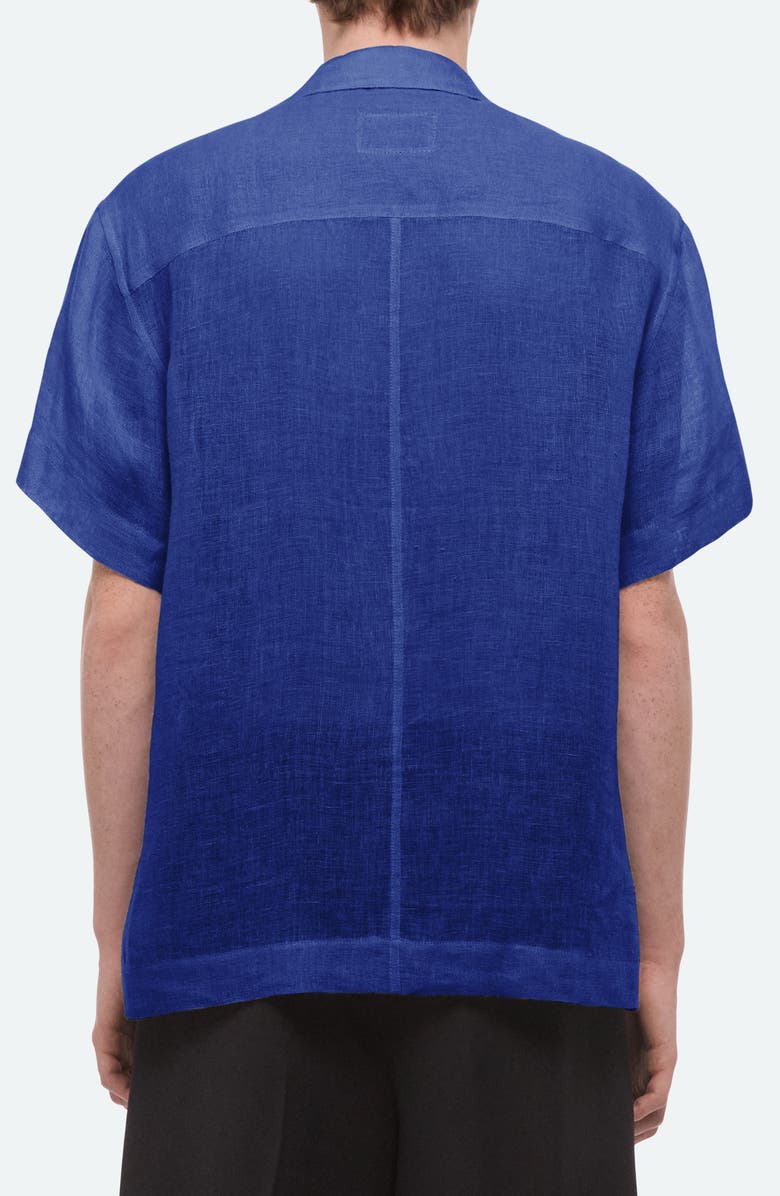 Helmut Lang Relaxed Linen Camp Shirt, Alternate, color, Cobalt