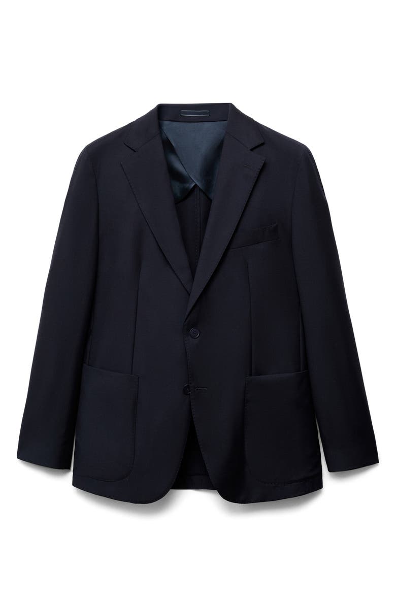 MANGO Slim Fit Cool Wool Blazer, Alternate, color, Navy