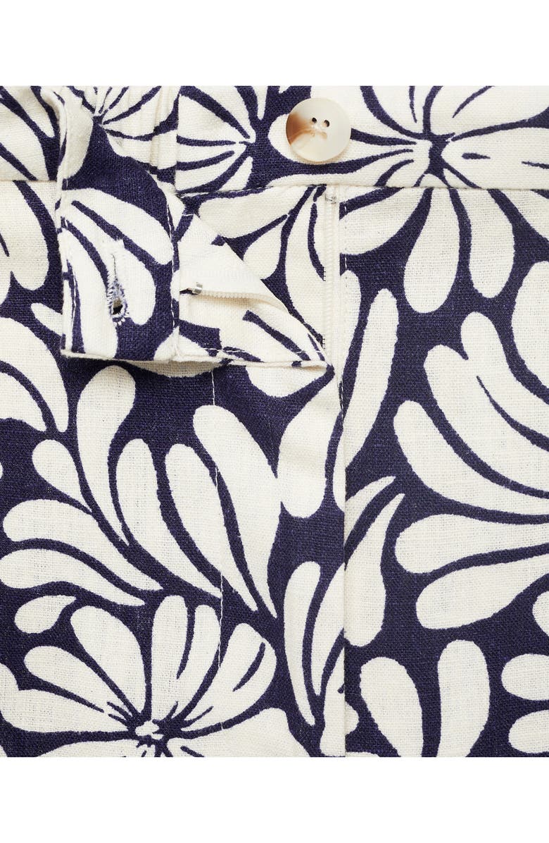 MANGO Coco Print Linen Blend Wide Leg Pants, Alternate, color, Ecru