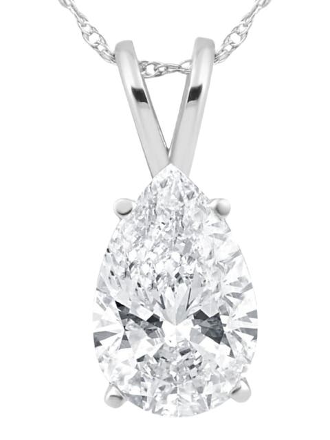 Certified 4Ct Pear Shape Solitaire Lab Grown Diamond Pendant Gold Necklace