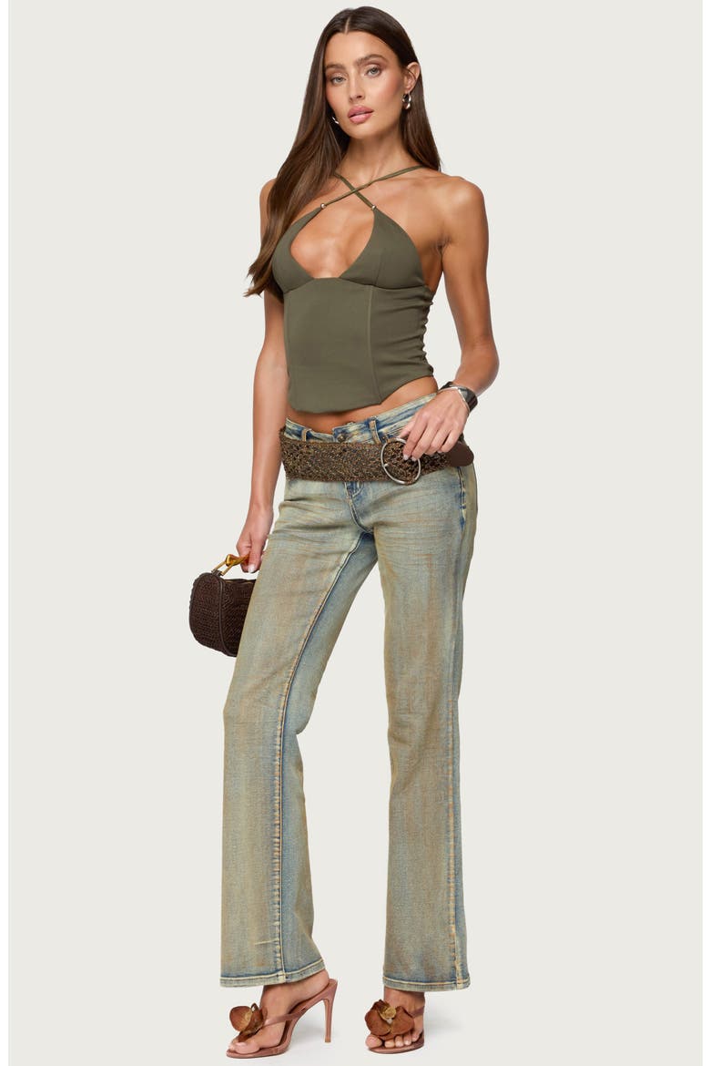 Lou Crossover Strap Corset Camisole, Alternate, color, OLIVE