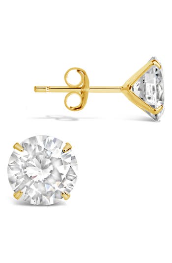 Sterling Forever Cz Stud Earrings In Gold