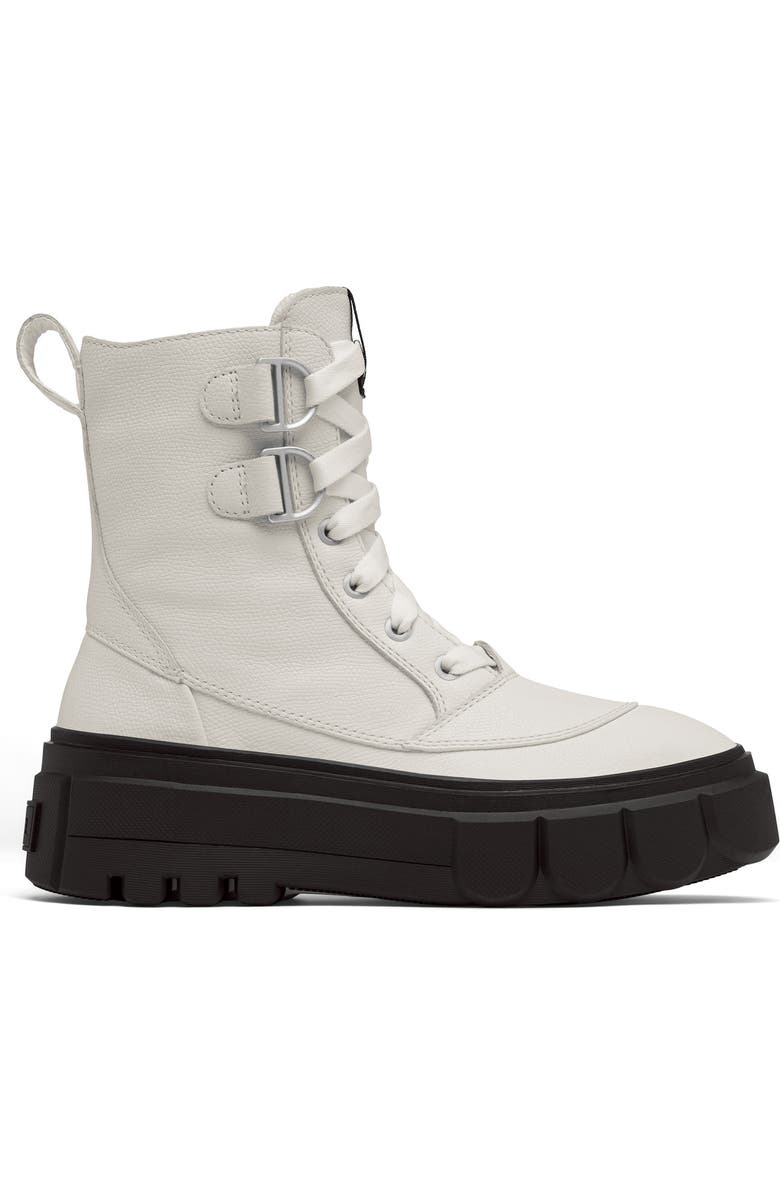 SOREL Caribou X Waterproof Leather Lace-Up Boot, Alternate, color, Sea Salt/ Black