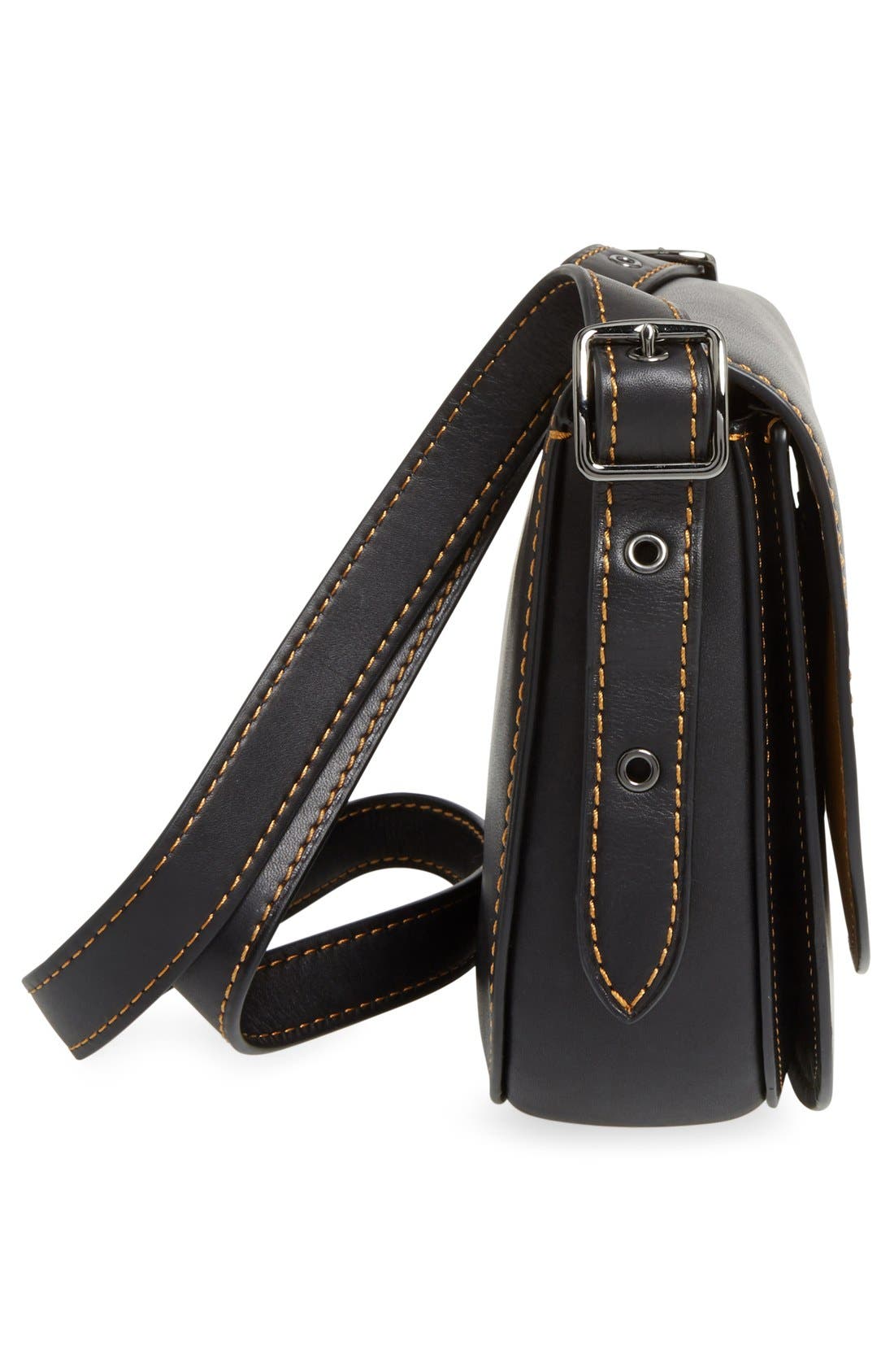 1941 '23' Leather Saddle Bag, Alternate, color, BLACK