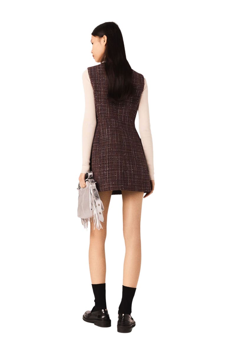 maje Mini tweed dress, Alternate, color, Brown