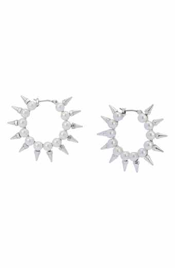 Spike Imitation Pearl Hoop Earrings