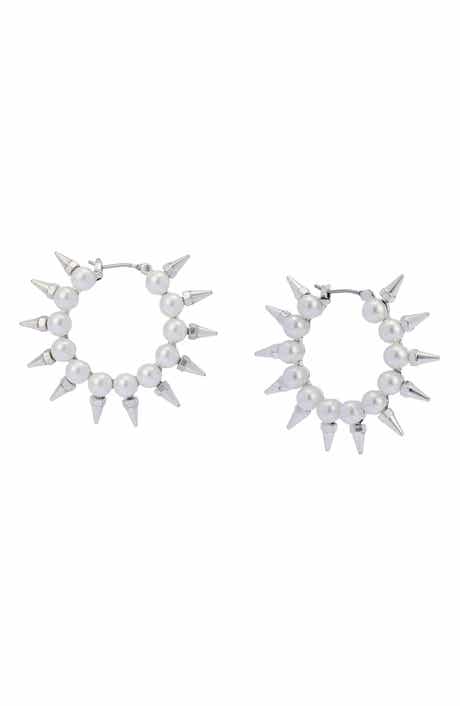 Spike Imitation Pearl Hoop Earrings