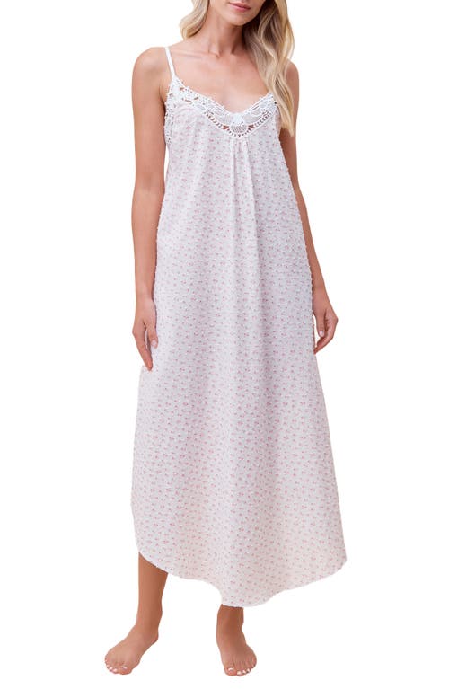 Shop Papinelle Swiss Dot Lace Trim Cotton Nightgown In Strawberry Ice Ditsy