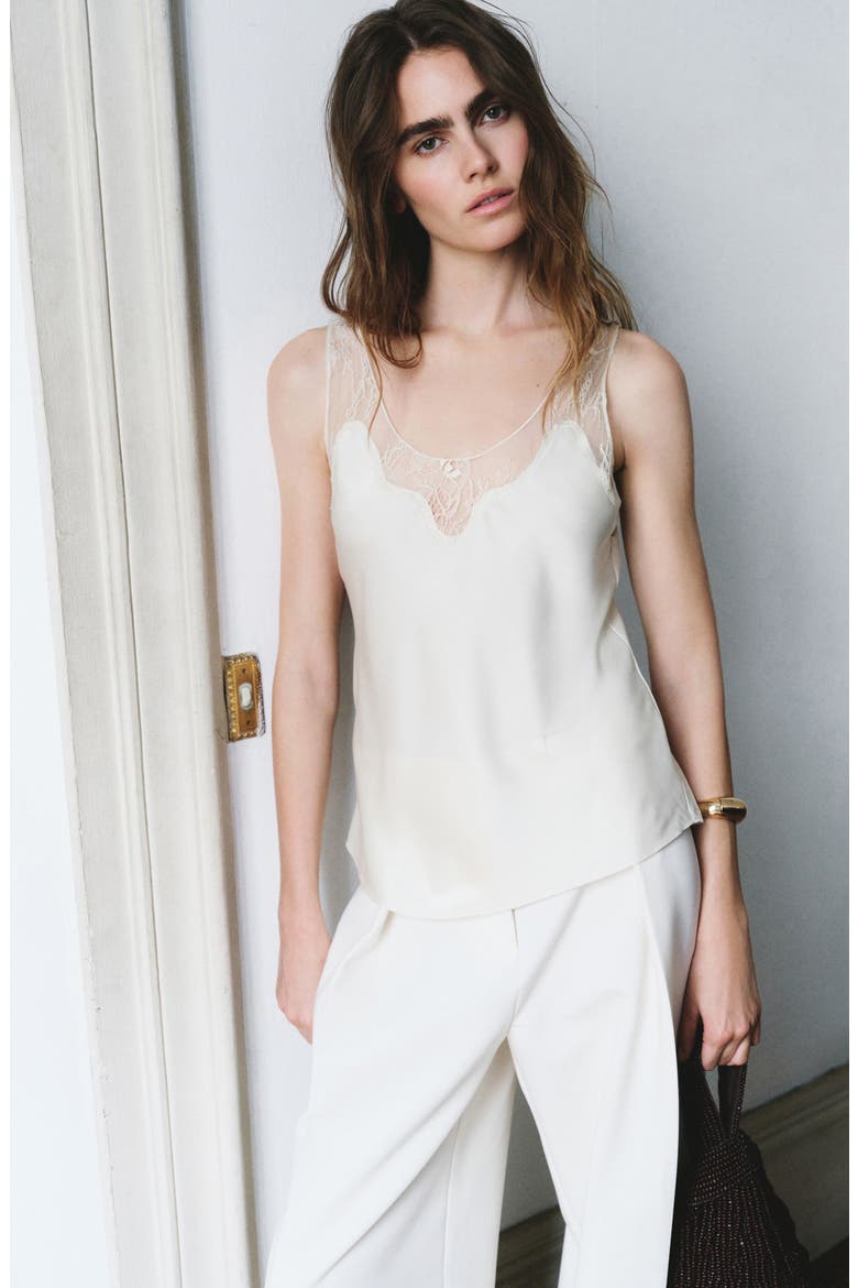Reia Sleeveless Satin Top, Alternate, color, ECRU