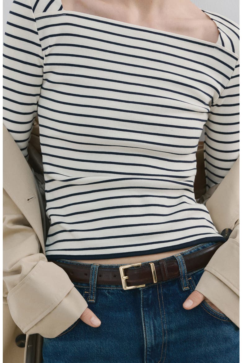 Boat Neck Cotton T-Shirt, Alternate, color, OFF WHITE