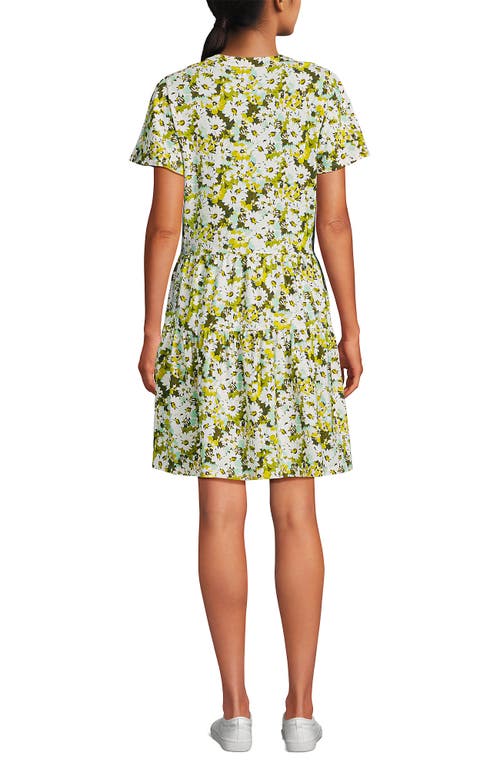 Lands' End Cotton Jersey Tiered Mini Dress In Green