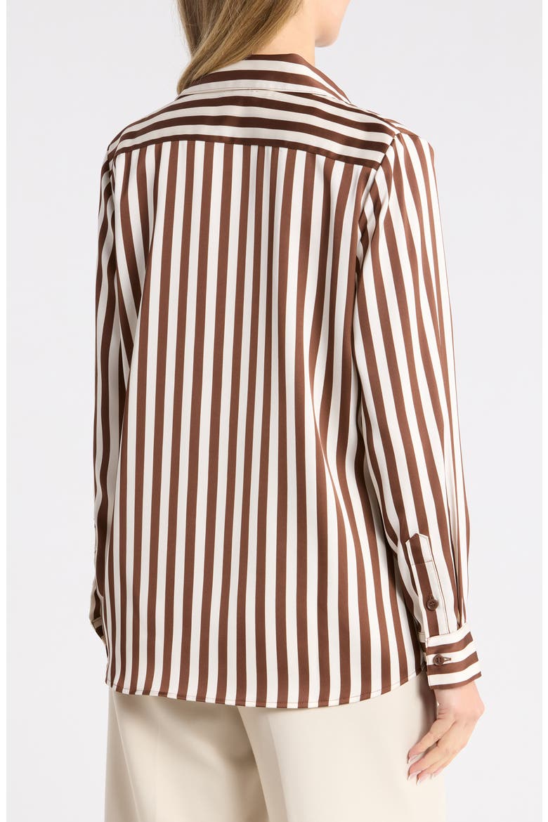Striped Long Sleeve Button Shirt, Alternate, color, FRENCH ROAST