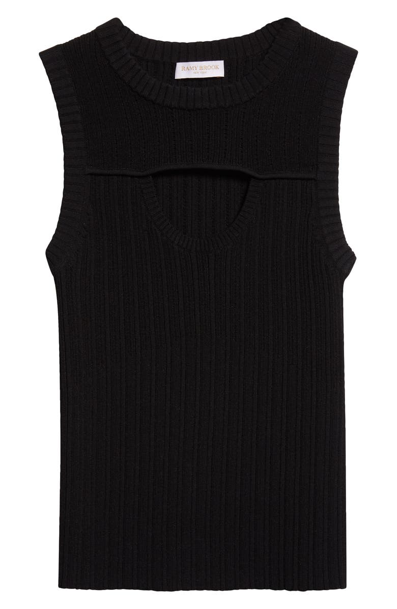 Ramy Brook Morgann Cutout Sleeveless Rib Knit Top, Alternate, color, Black