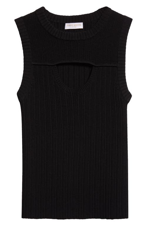 Ramy Brook Morgann Cutout Sleeveless Rib Knit Top In Black
