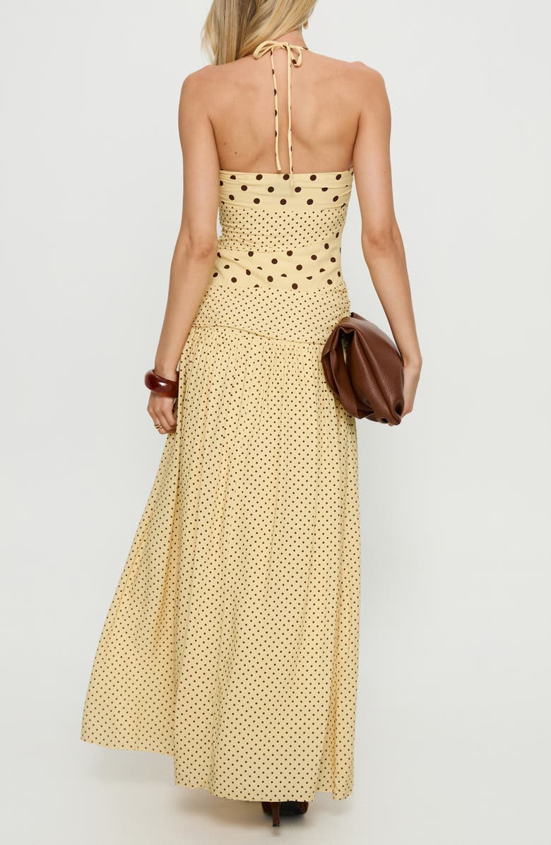 Princess Polly Marguerite Halter Dot Print Maxi Dress, Alternate, color, 