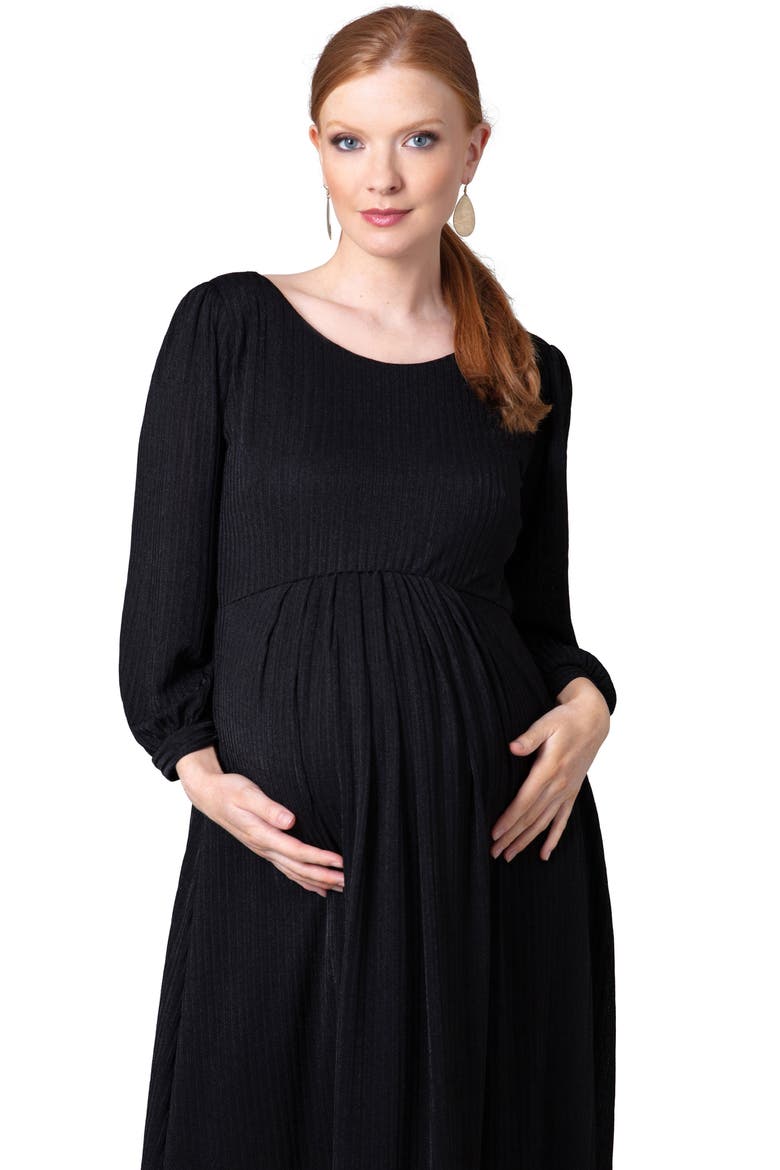 Isla Ribbed Jersey Dress, Alternate, color, BLACK