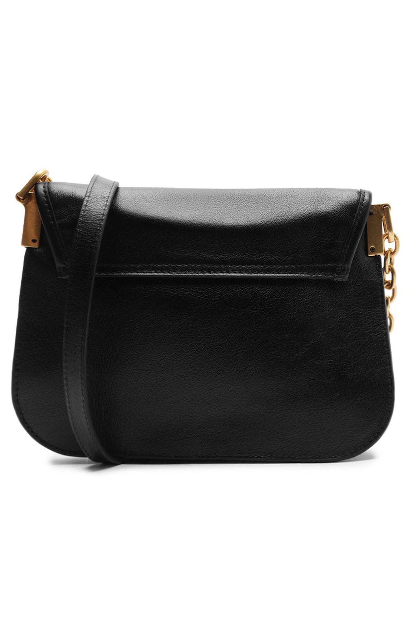 Everly Small Leather Crossbody, Alternate, color, BLACK