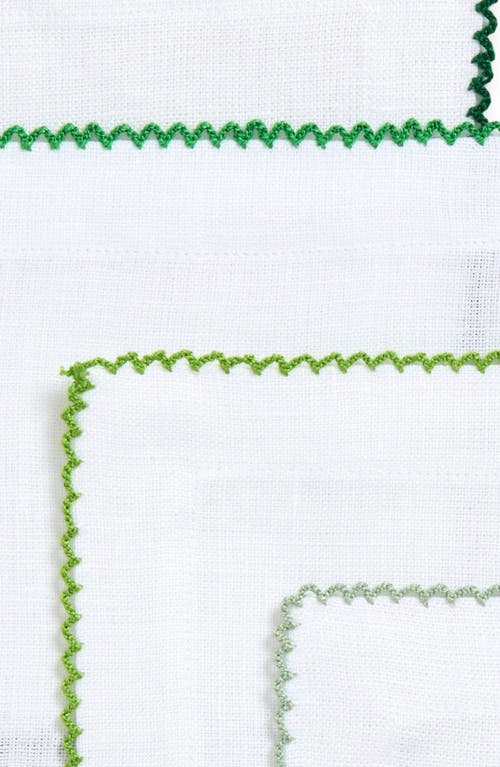 Tina Chen Designs Picot Edge Set Of 4 Linen Cocktail Napkins In Green