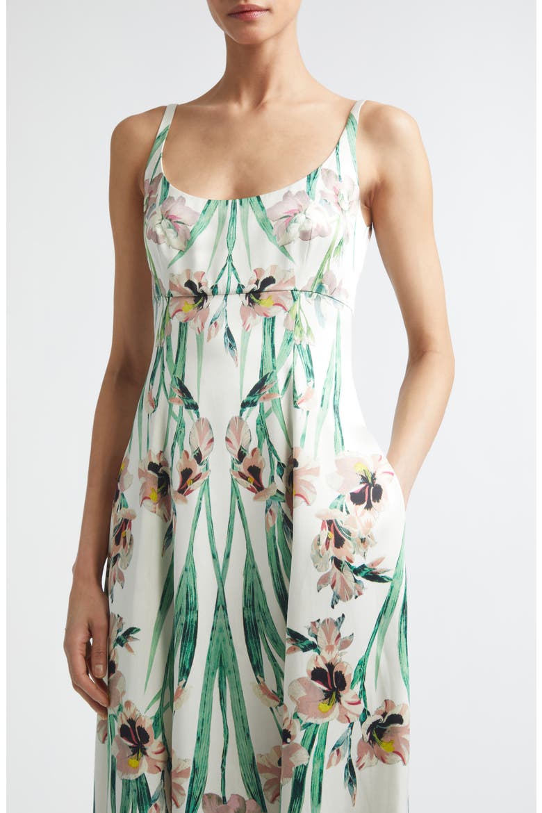 Floral Duchesse Satin Strapless Gown, Alternate, color, MIRRORED ORCHID IVORY