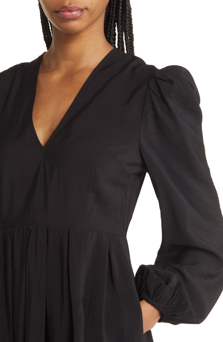 Chelsea28 Pleated Puff Shoulder Long Sleeve Midi Dress, Alternate, color,