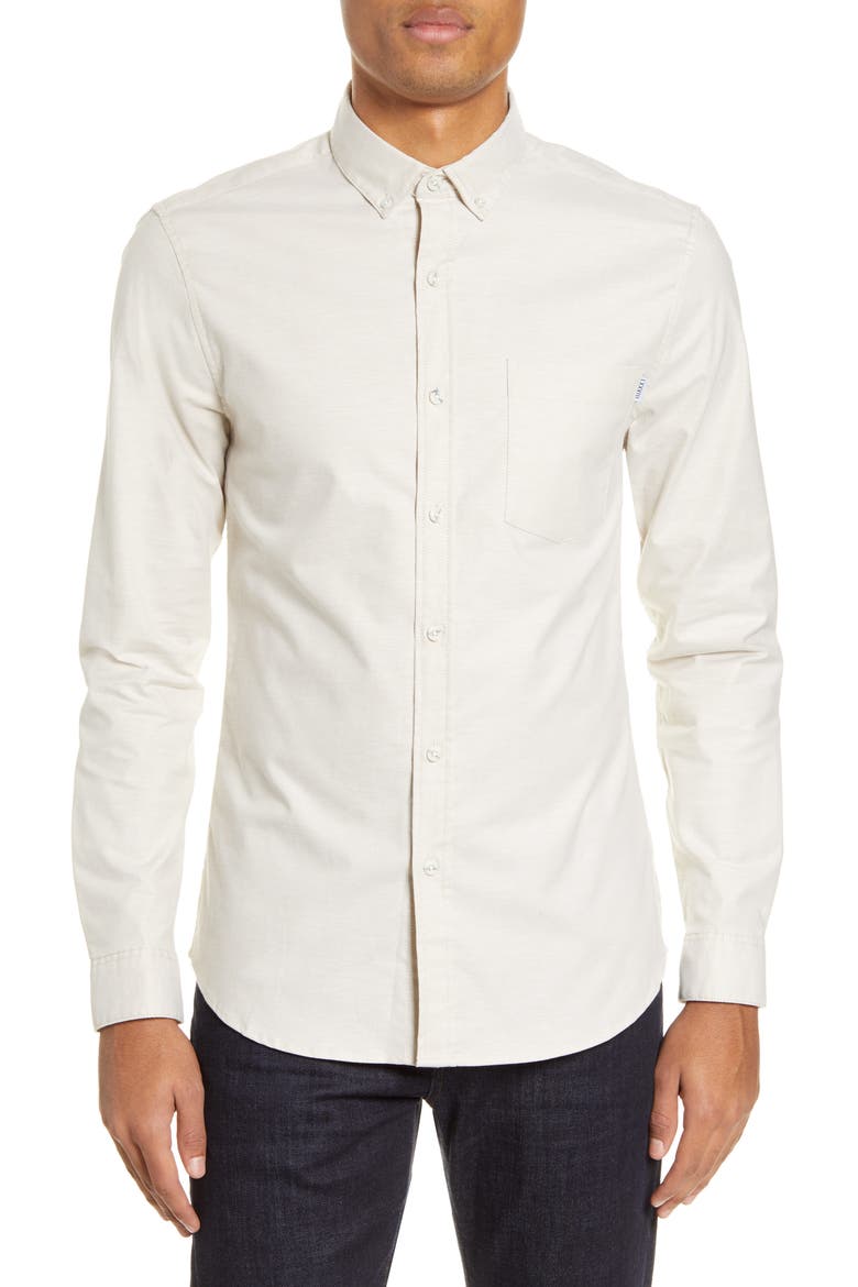 Slim Fit Stretch Button-Down Oxford Shirt, Main, color, STONE