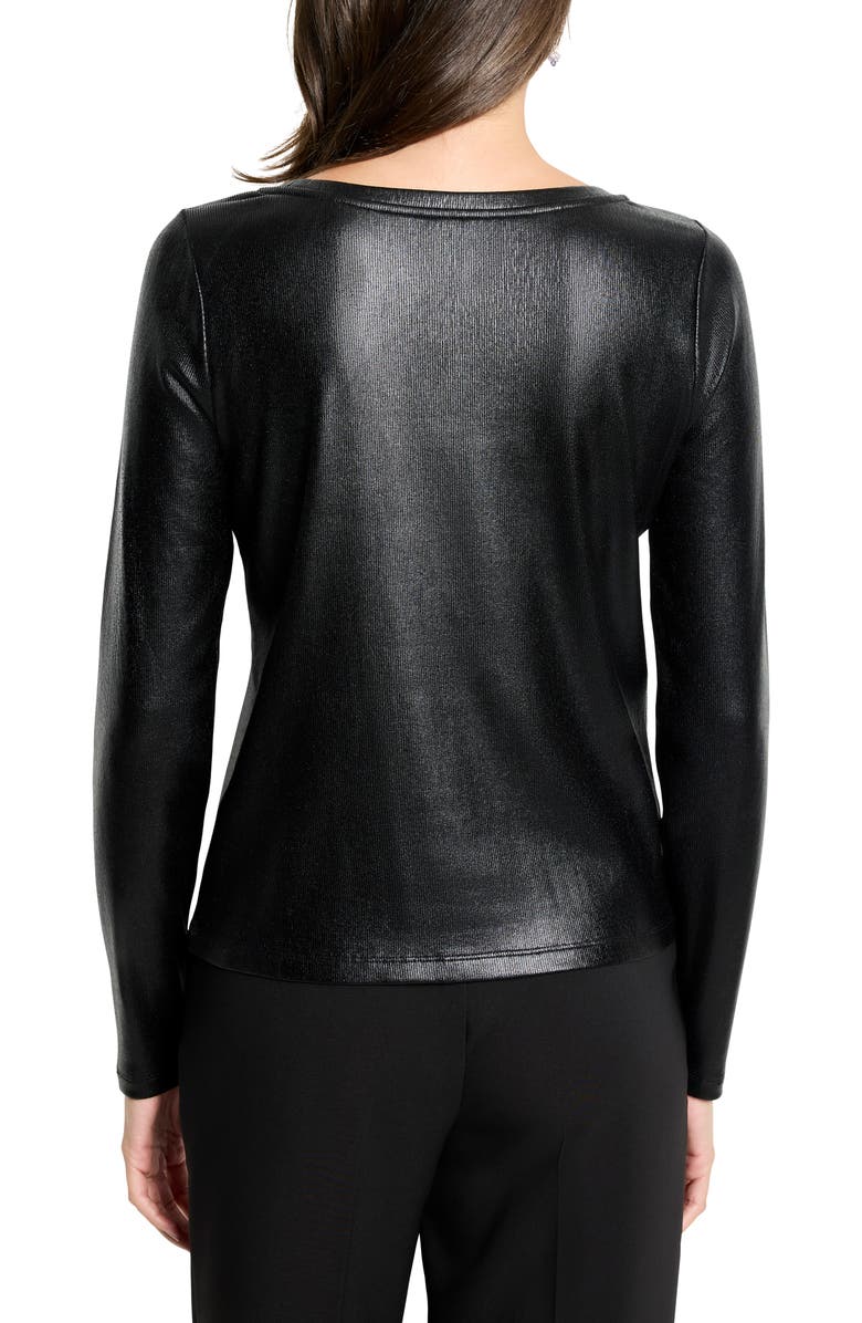 NIC+ZOE Glazed Ribbed Boat Neck T-Shirt, Alternate, color, Black Onyx