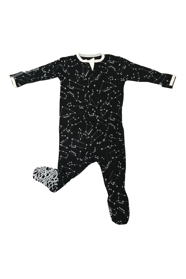 Fitted One-Piece Pajamas, Main, color, BLK/WH CONST