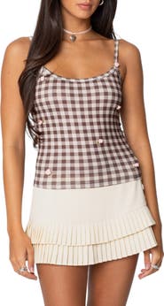 EDIKTED Flower Field Gingham Camisole