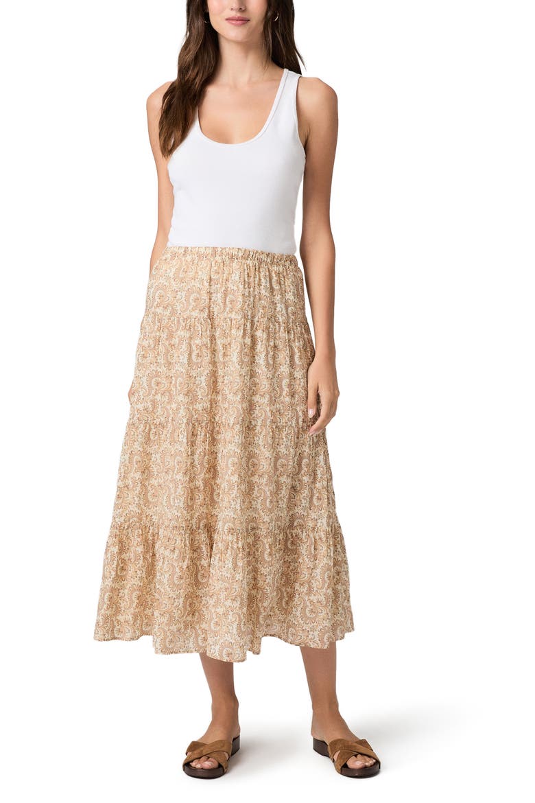 Calabria Print Tiered Maxi Skirt, Alternate, color, BONE MULTI