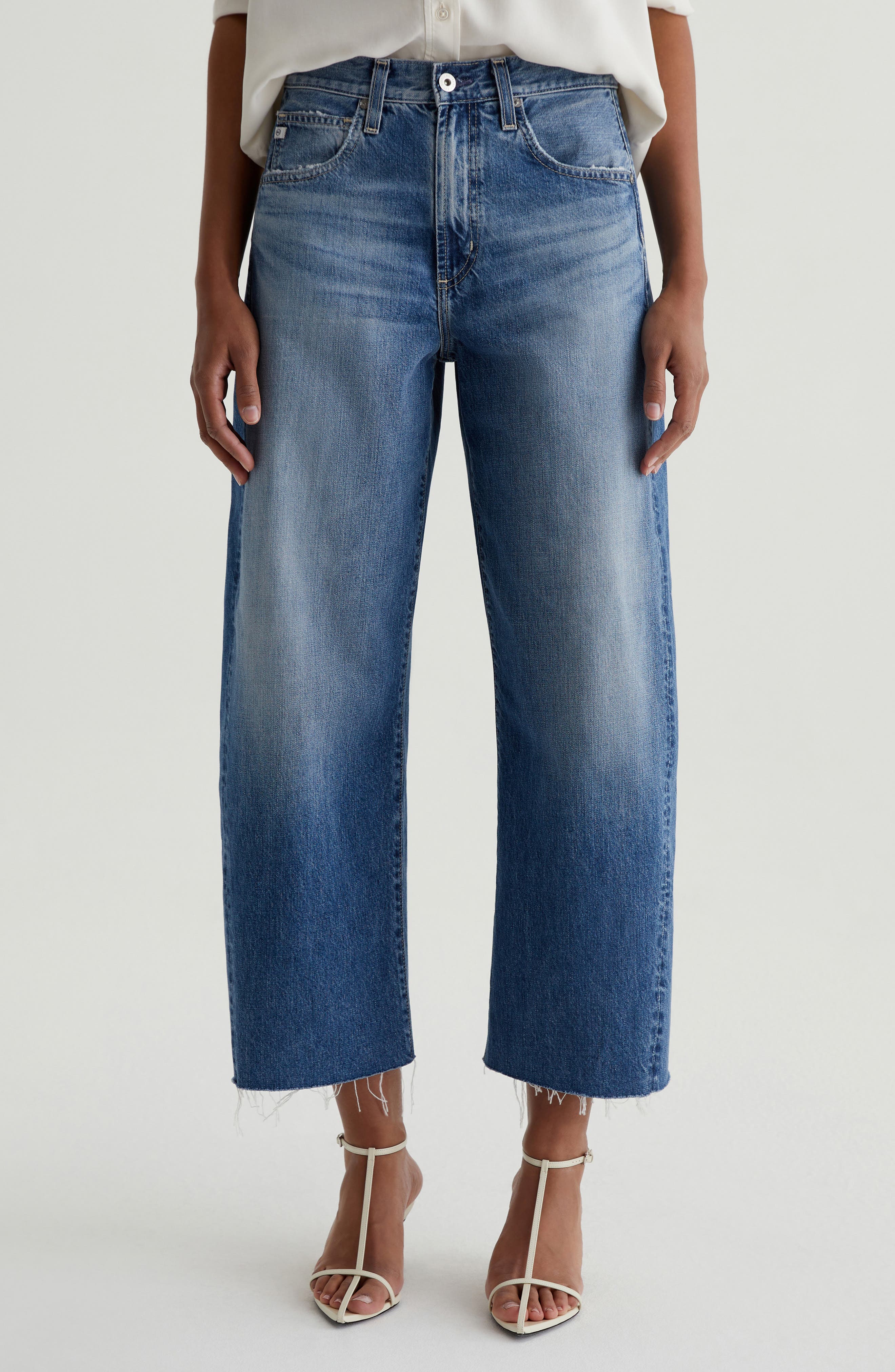 AG Hattie Raw Hem High Waist Crop Barrel Leg Jeans