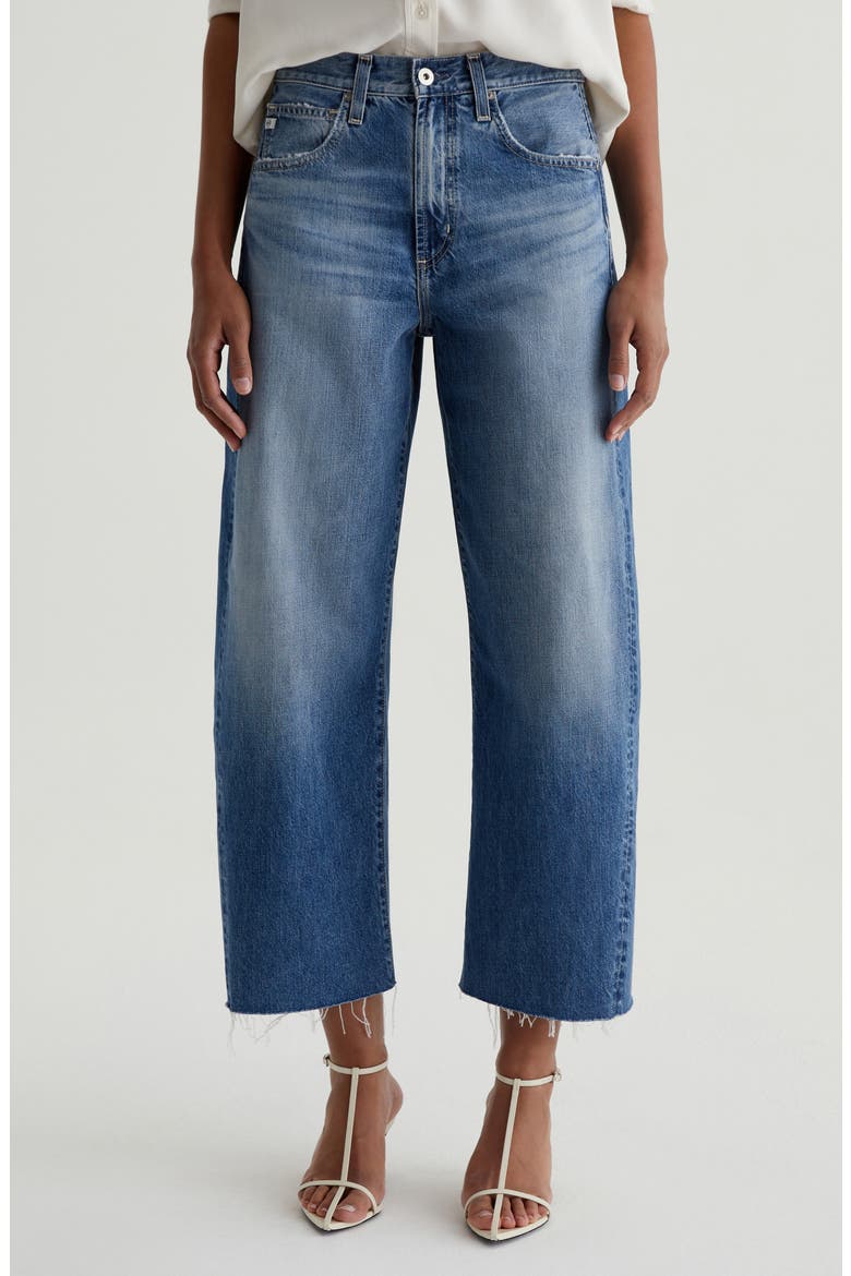 Hattie Raw Hem High Waist Crop Barrel Leg Jeans, Main, color, GEMINI