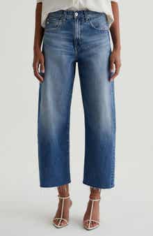 AG Hattie Raw Hem High Waist Crop Barrel Leg Jeans