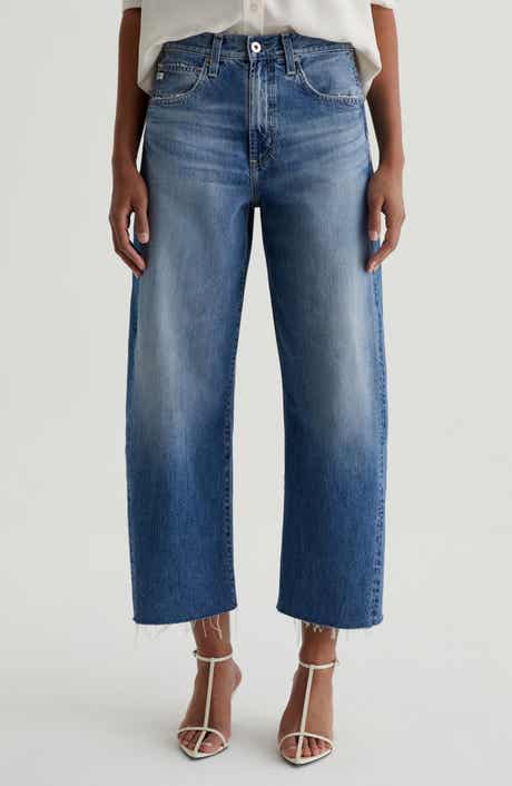 AG Hattie Raw Hem High Waist Crop Barrel Leg Jeans