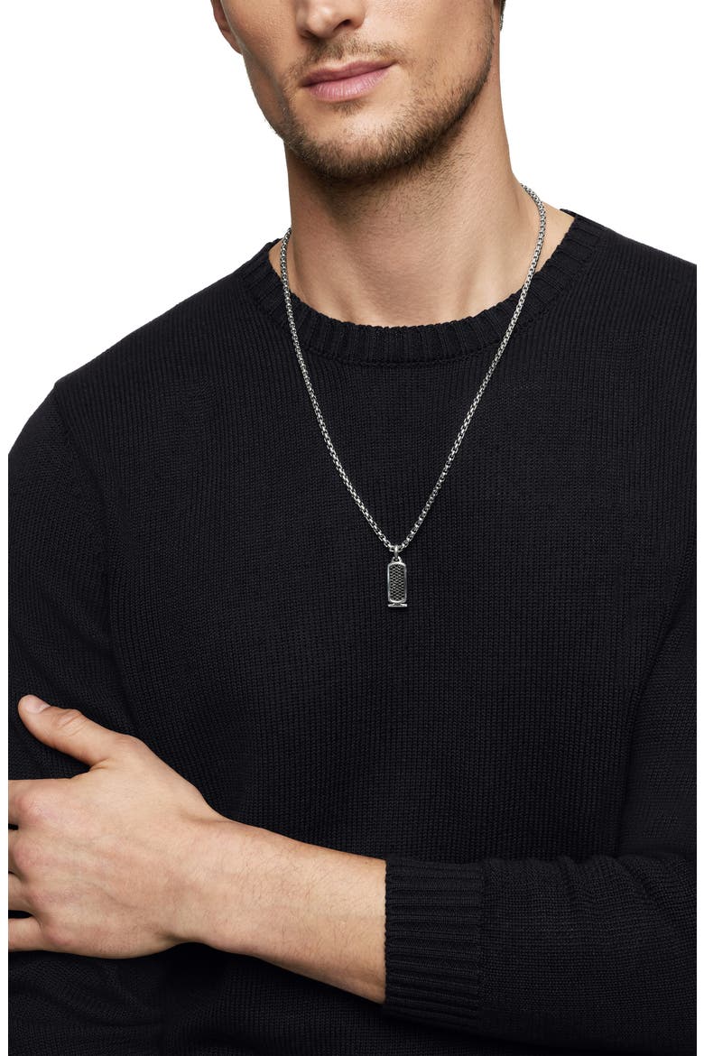 Men's Cairo Cartouche Amulet with Pavé Black Diamonds, Alternate, color, STERLING SILVER