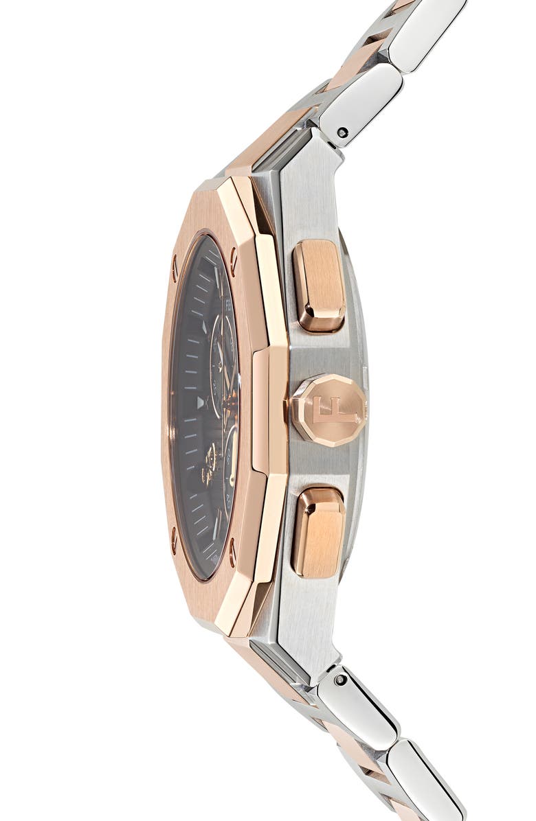 FERRAGAMO Edge Chronograph Two-Tone Bracelet Watch, 42mm, Alternate, color, Chrome Two Tone
